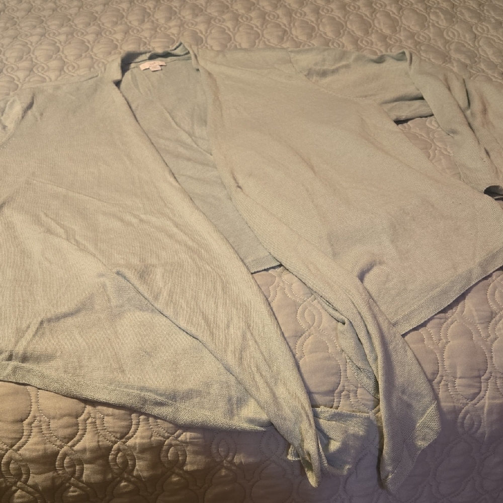 J. Jill Soft Light Blue Hi Low Knit Cardigan